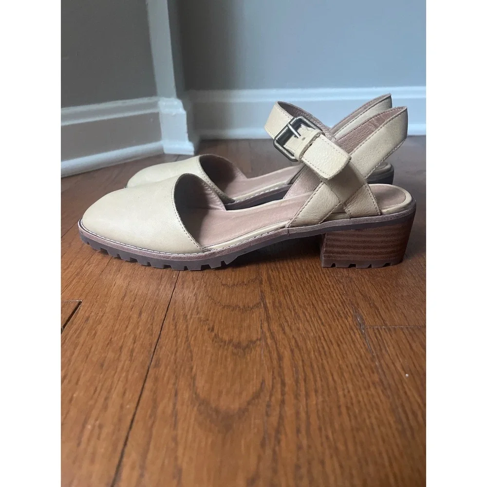 Madewell The‎ Claudie Mary Jane Sandal 8.5 Lug Sole Beige Leather